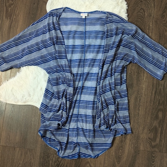 LuLaRoe Sweaters - LuLaRoe Lindsay, Royal Blue & White Stripe, M